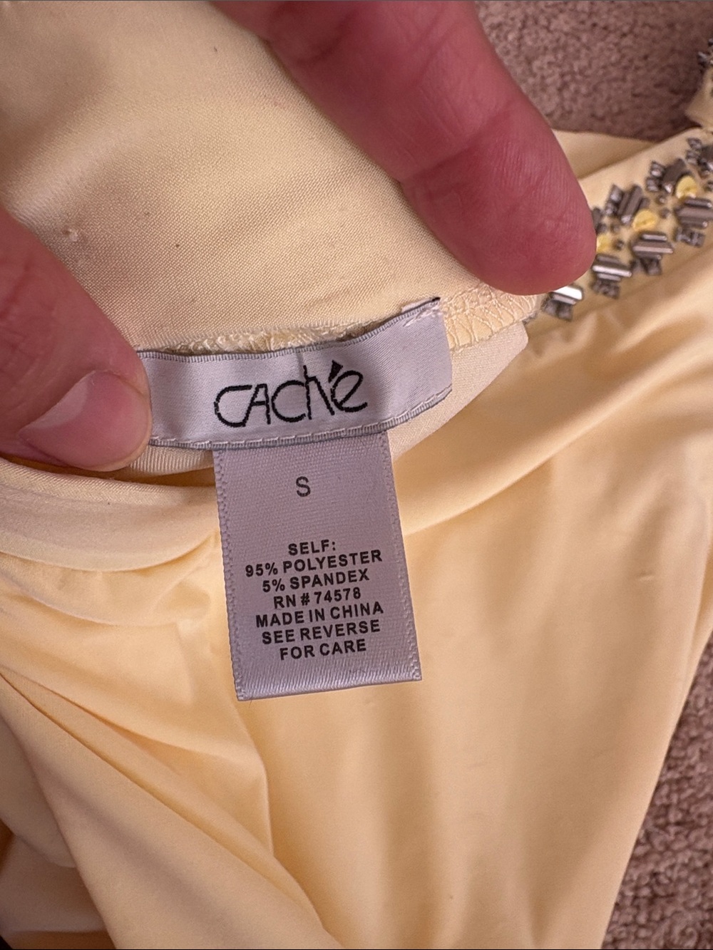 Cache Pale Yellow Embellished Halter Top - Picture 2 of 6